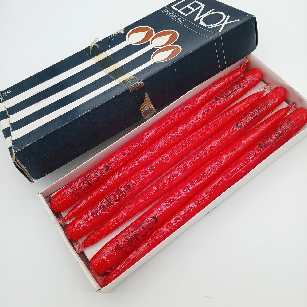 Lenox VTG 1983 Tapers Candle Box of 12 x 12" sealed tapers #512 Red 00